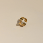 Chevalière Large Dorée Cœur Pavé Zircons