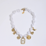 Collier Perles Baroques & Charms Célestes Dorés — Collection Cosmos