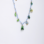 Collier Tressé Bleu Charms Nature & Champignon Émaillé
