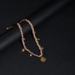 Collier Tressé Rose & Or Charms Soleil & Médaille