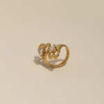 Bague Double Cœur Martelé Zircons Poire