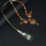Collier Chaîne Filigrane Paon & Pendentif Émeraude