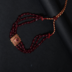 Collier Choker Triple Rang Grenat & Médaillon Rubis Doré