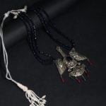 Collier Multi-Rangs Saphir & Pendentif Oiseau Argenté