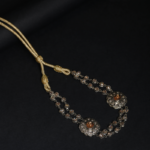 Collier Double Rang Argenté & Médaillons Topaze