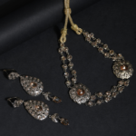 Parure Collier & Boucles d'Oreilles Argenté Topaze