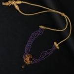 Collier Choker Multi-Rangs Améthyste & Médaillon Doré