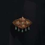 Broche / Pendentif Éventail Impérial Vert
