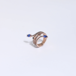 Bague Serpent Rose Gold Saphir & Zircons Noirs