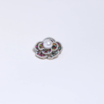 Broche Fleur Perle Centrale & Cristaux Multicolores
