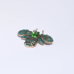 Broche Abeille Dorée Cristaux Verts