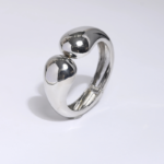 Bracelet Manchette Double Goutte Argentée Brillante