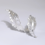 Puces Feuille Sculptée Argentée