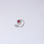 Bague Cœur Rubis & Halo Zircons
