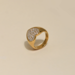 Chevalière Cœur Pavé Dorée Grande