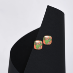 Clips Géométriques Émail Corail & Vert