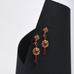 Boucles Fleur Rubis & Cristal Doré