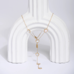 Collier Y Chaîne Fine Dorée & Fleurs Nacre Blanche
