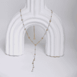 Collier Y Chaîne Fine Dorée & Zircons Solitaires